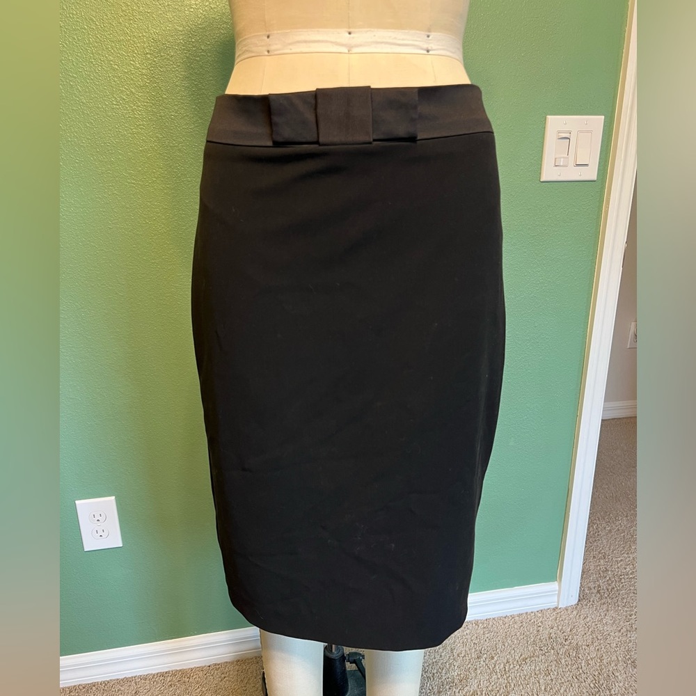 Ann Taylor bow waist black pencil skirt